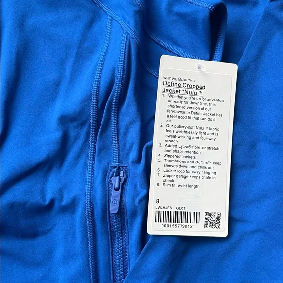 💎Rare💎 NWT lululemon Define Cropped Jacket Nulu • Galactic Cobalt • 8 - Picture 5 of 7